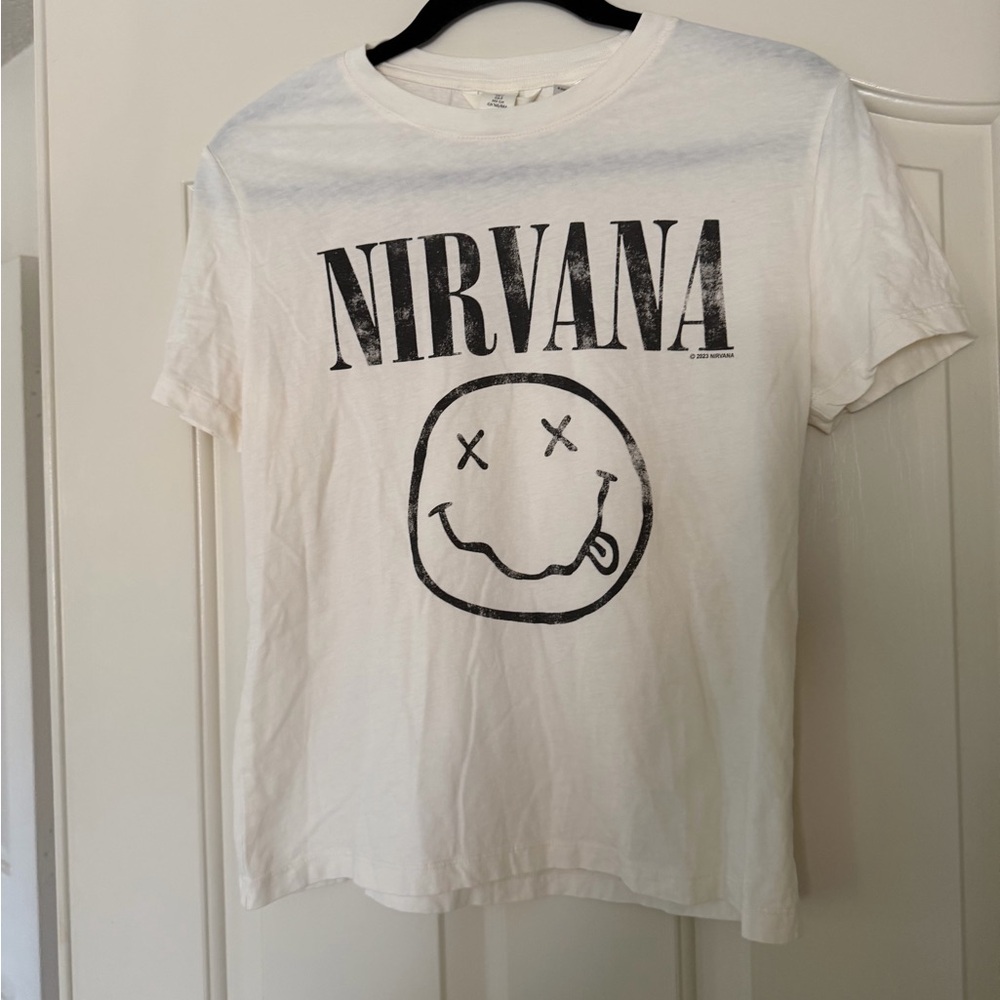 H&M White Nirvana Graphic Tee